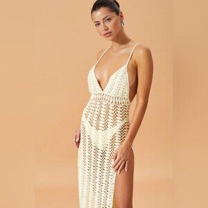 Flook The Label Cream Crochet Cover Up Dress